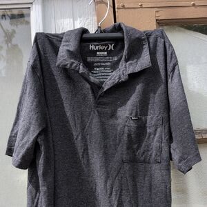 Hurley Gray Polo Shirt Soft Cotton Blend Casual